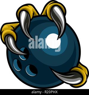 Eagle Bird Monster Claw Holding Bowling Ball Stock Vector