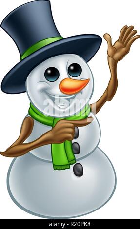 Christmas Snowman Ponting Cartoon Stock Vector