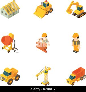 Agricultural technician icons set, isometric style Stock Vector