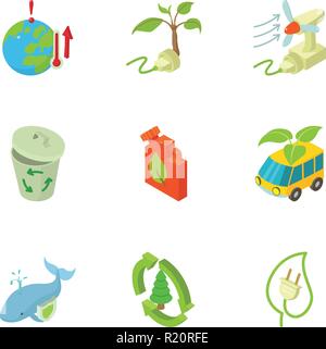 Eco evacuation icons set, isometric style Stock Vector