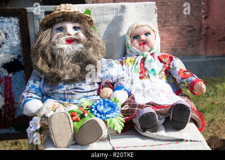 Belarusian national dolls.Man and woman dolls Stock Photo