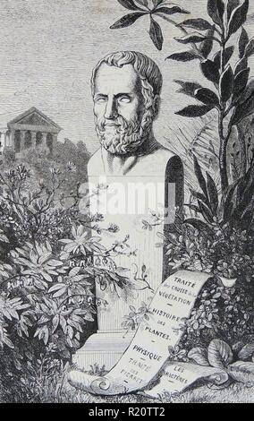 Theophrastus (c372-c287 BC) Ancient Greek philospher and scientist. Pupil of Plato and Aristotle whom he succeeded as President of the Lyceum, 272 BC. Engaving, Paris,1866. Stock Photo