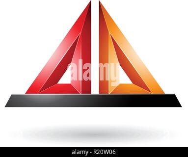 Vector Illustration of Red and Orange 3d Pyramidical Embossed Shape isolated on a White Background Stock Vector