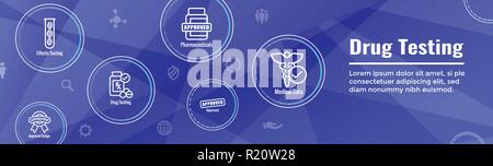 Drug Testing & Process Web Header Banner with Icon Set Stock Vector ...