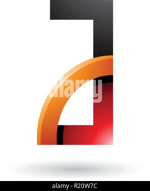 Vector Illustration of Red and Orange Letter A with a Glossy Quarter Circle isolated on a White Background Stock Vector