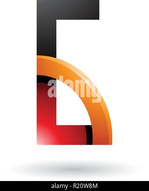 Vector Illustration of Red and Orange Letter G with a Glossy Quarter Circle isolated on a White Background Stock Vector