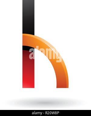 Vector Illustration of Red and Orange Letter H with a Glossy Bowed Shape  isolated on a White Background Stock Vector