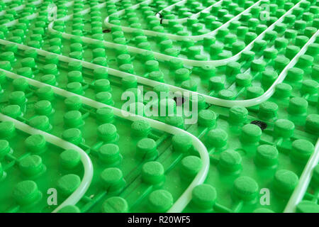 Floor heating system - hydro installation with pipes, close up Stock Photo