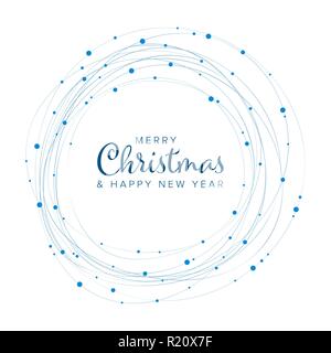 Minimalist Christmas flyer  card temlate with blue abstract snowflakes on white background Stock Vector