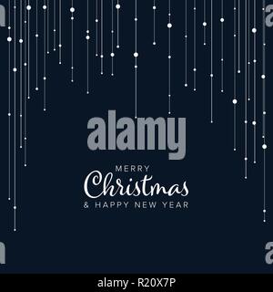 Minimalist Christmas flyer  card temlate with white abstract lights on vertical lines Stock Vector