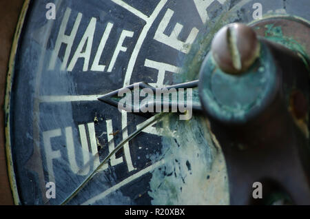 Half full is where this ship's pointer came to rest when it was finally retired, bringing to mind the phrase 'is the glass half full or half empty' Stock Photo