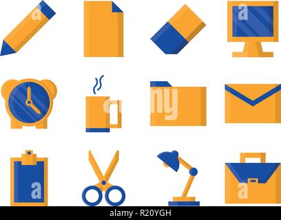 Office Icon Set on white background Stock Vector