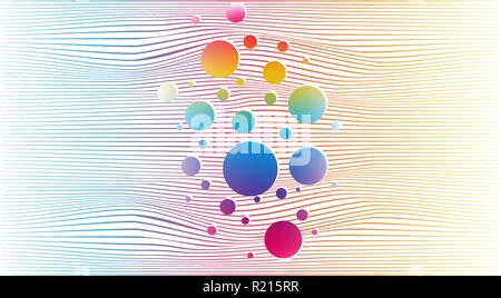 Abstract rainbow lines background , page template for print and web , vector line illustration , creative concept with 3d effect, with rounds. Stock Vector