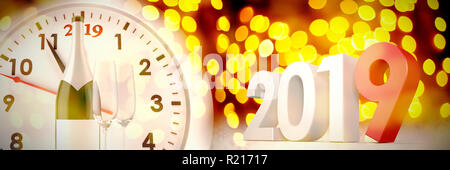 Composite image of digitally generated image of three dimensional numbers in red and gray color Stock Photo
