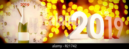 Composite image of digitally generated image of three dimensional numbers Stock Photo