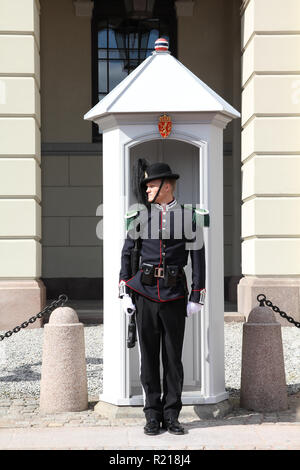 OSLO - AUGUST 21: Royal guard of Norwegian army on August 21, 2010 in Oslo, Norway. Unit which exists since 1856 was famous for its ferocity in WW2 ba Stock Photo