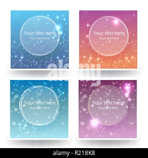 Cute abstrack bokeh backgrounds set, for web or print . Sunset colors blured backs. Stock Vector