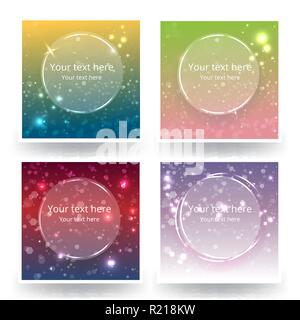 Cute abstrack bokeh backgrounds set, for web or print . Sunset colors blured backs. Stock Vector