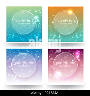 Cute abstrack bokeh backgrounds set, for web or print . Sunset colors blured backs. Stock Vector
