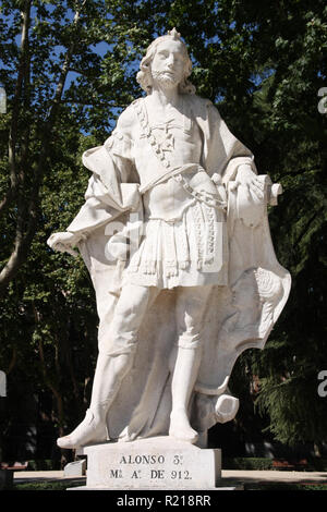 Madrid, Plaza de Oriente - King of Spain, Alfonso III (King of Asturias). Stock Photo