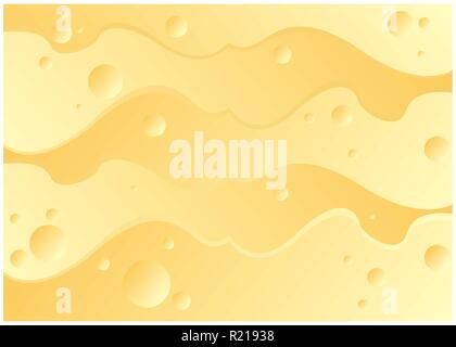 Cheese abstract yellow background , creative flat pattern. Milk food, appetizing cheese texture with large holes. Vector illustration of a useful meal Stock Vector