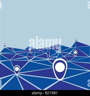 Vector illustration of connection with triangles and spot , blue and white flat clean  illustration for web and print Stock Vector