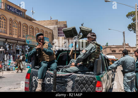 Afghan Police-Security in Herat, Afghanistan Stock Photo