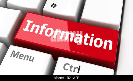 Information key on the computer keyboard, three-dimensional rendering, 3D illustration Stock Photo