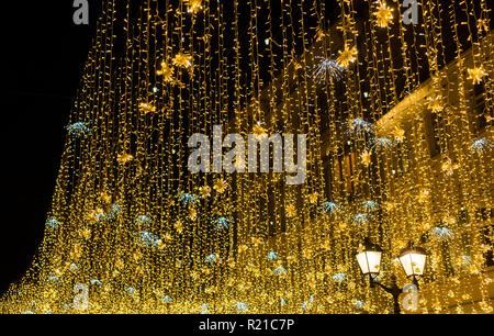 Christmas illuminations on Nikolskaya street in Moscow. Stock Photo