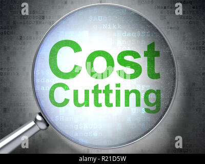 Business concept: Cost Cutting with optical glass Stock Photo