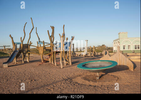 Play area with various play items, Montrose seafront, Angus, Scotland UK Stock Photo