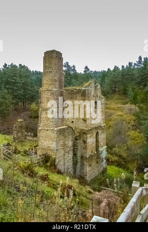 The ruins of Shildon Burn Lead mine pump engine house near Blanchland, Northumberland, UK Stock Photo