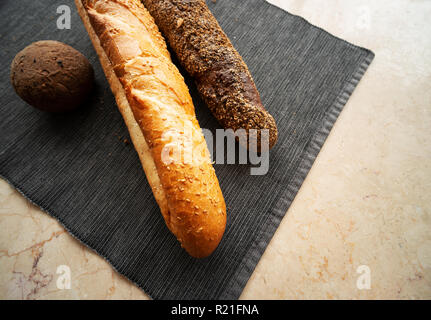 still-life with breads on table Stock Photo