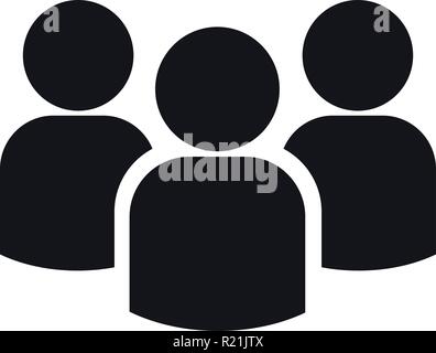 Icon of group of three people silhouettes. Simple vector illustration. Isolated on a white background. Stock Vector