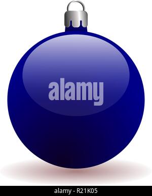 Blue Christmas ball. Isolated on a white background with a shadow. Three-dimensional ball. Stock Vector