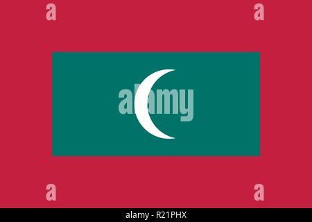 Vector image for Maldives flag. Based on the official and exact Maldivian flag dimensions (3:2) & colors (193C, 328C and White) Stock Vector