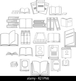 Book icons set. Outline illustration of 25 book vector icons for web Stock Vector