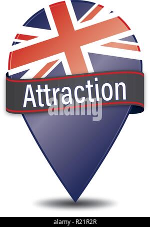 glossy navigation pin with white background Stock Vector