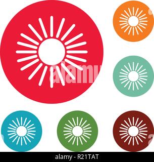 Sun icons circle set vector isolated on white background Stock Vector