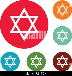 David star icons circle set vector isolated on white background Stock Vector
