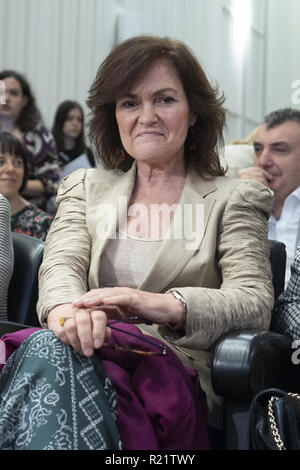 Carmen Calvo attends the 'Day of the Writers' conference in the National Library of Madrid, Spain.  Featuring: Carmen Calvo Where: Madrid, Spain When: 15 Oct 2018 Credit: Oscar Gonzalez/WENN.com Stock Photo