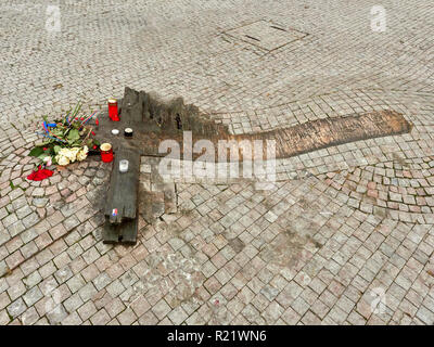 Prague, Czech Republic - November 1st, 2018 Memorial to Jan Palach and Jan Zajíc front of the National Museum on Wenceslas Square in Prague. Jan Palac Stock Photo