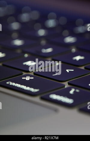 New york, USA - november 15, 2018:Command key on apple keyboard close up view Stock Photo