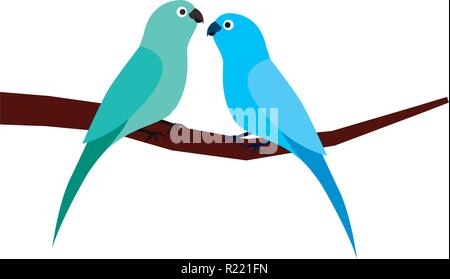 two parrots bird on branch vector illustration Stock Vector