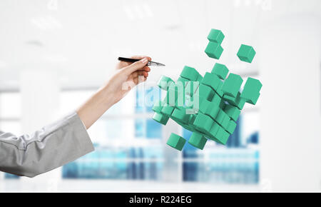 Integrating new technologies concept with cube figure floating i Stock Photo