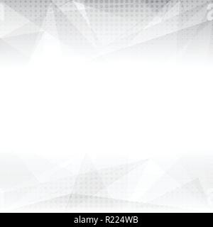 Abstract lowpoly triangles overlapping and gray dots pattern on white background texture. Vector illustration Stock Vector