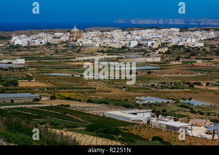 Beautiful view from hill to Malta, sea on background Stock Photo