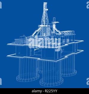 Offshore oil rig drilling platform concept. Vector Stock Vector