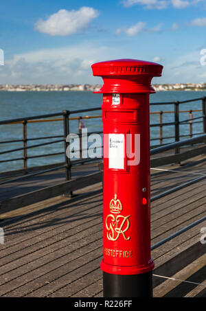 George VI Pillar Box on Southend Pier. Stock Photo