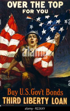 Over the top for you - Buy U.S. gov't bonds, Third Liberty Loan. 1918 American World War one propaganda poster by Sidney H. Riesenberg Stock Photo